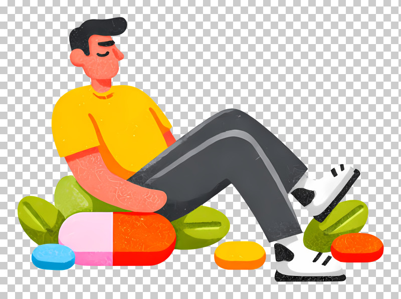 Drug Addiction Awareness - Relaxing Man Illustration PNG