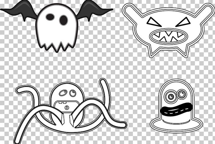 Cartoon Drawing Monster PNG, Clipart, Angle, Auto Part, Black White, Body Jewelry, Cartoon Free PNG Download