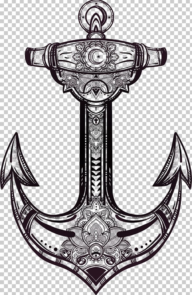 Drawing Anchor Symbol Illustration PNG, Clipart, Anchor, Anchor Vector, Black And White, Cold Weapon, Drawing Free PNG Download