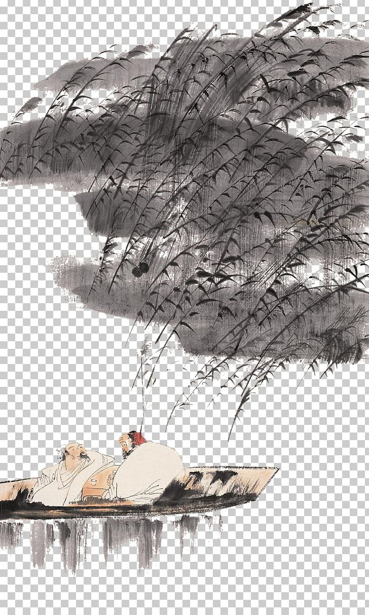 Reed Marshes Ink Wash Painting Chinese Painting PNG, Clipart, Abstract Art, Art, Black And White, China, Chinese Free PNG Download