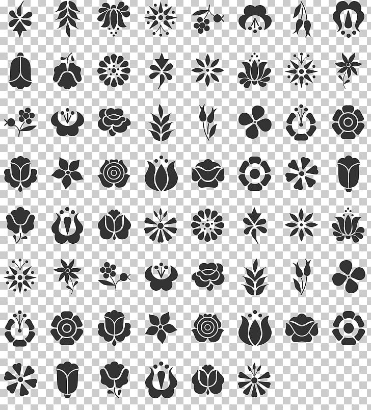 Dingbat Kalocsa Flower Font PNG, Clipart, Black, Black And White, Dingbat, Floral Design, Flower Free PNG Download