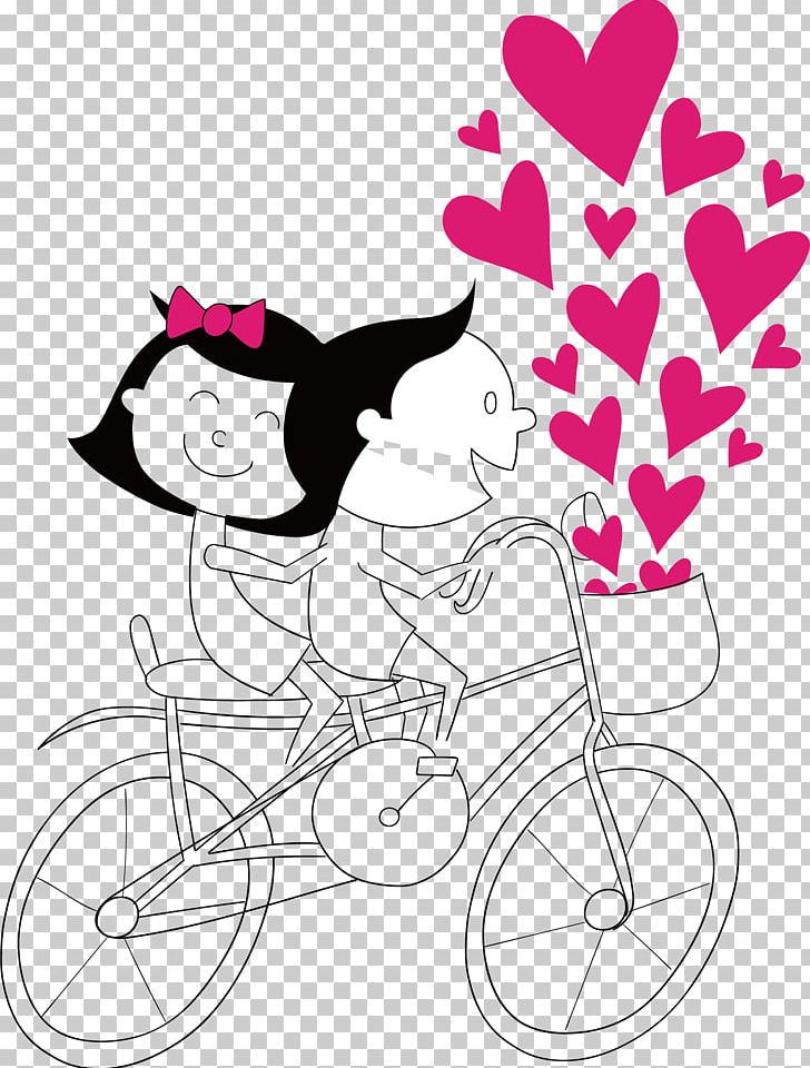 Cartoon Couple Bicycle PNG, Clipart, Art, Bicycle Accessory, Bicycle Frame, Bike Vector, Cartoon Character Free PNG Download