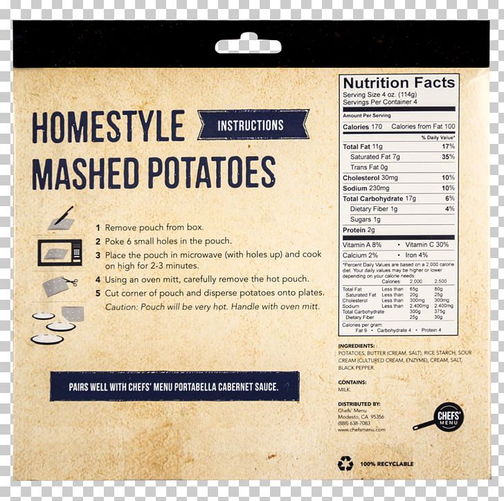 Mashed Potato Milk Cream Nutrition Facts Label PNG, Clipart, Brand ...
