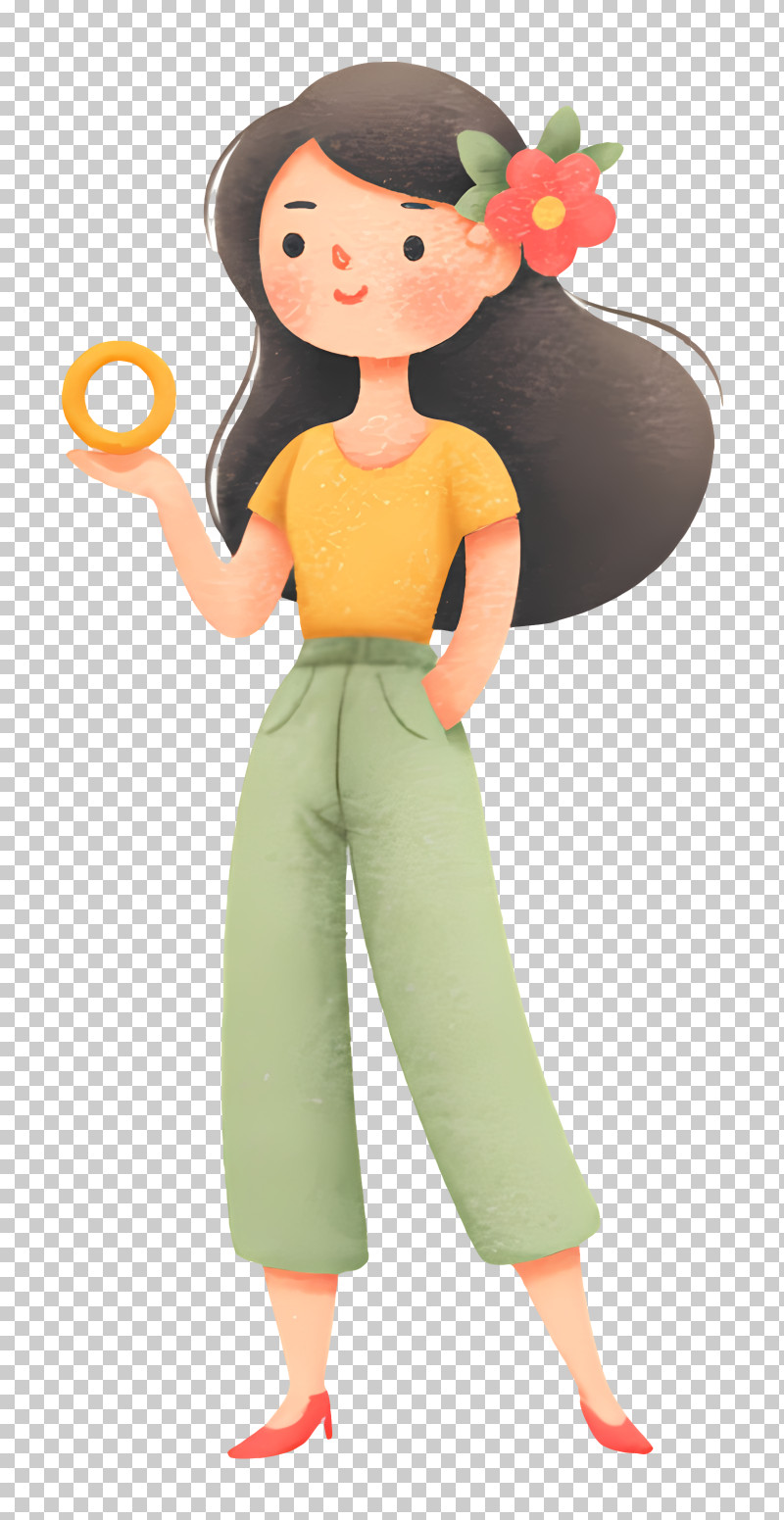 Stylish Girl With Flower PNG