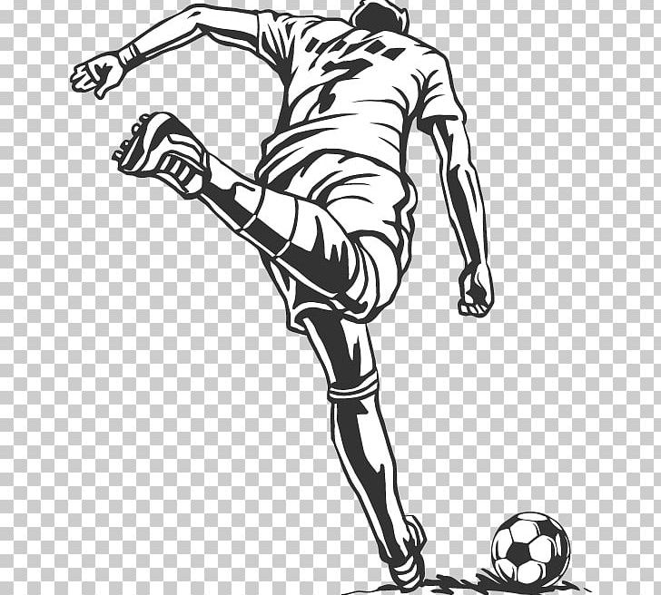 Football Player Penalty Kick Sport PNG, Clipart, Arm, Black, Black And White, Fashion Illustration, Fictional Character Free PNG Download