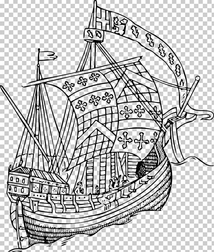 15th Century Ship PNG, Clipart, 15th Century, Artwork, Black And White, Boat, Caravel Free PNG Download