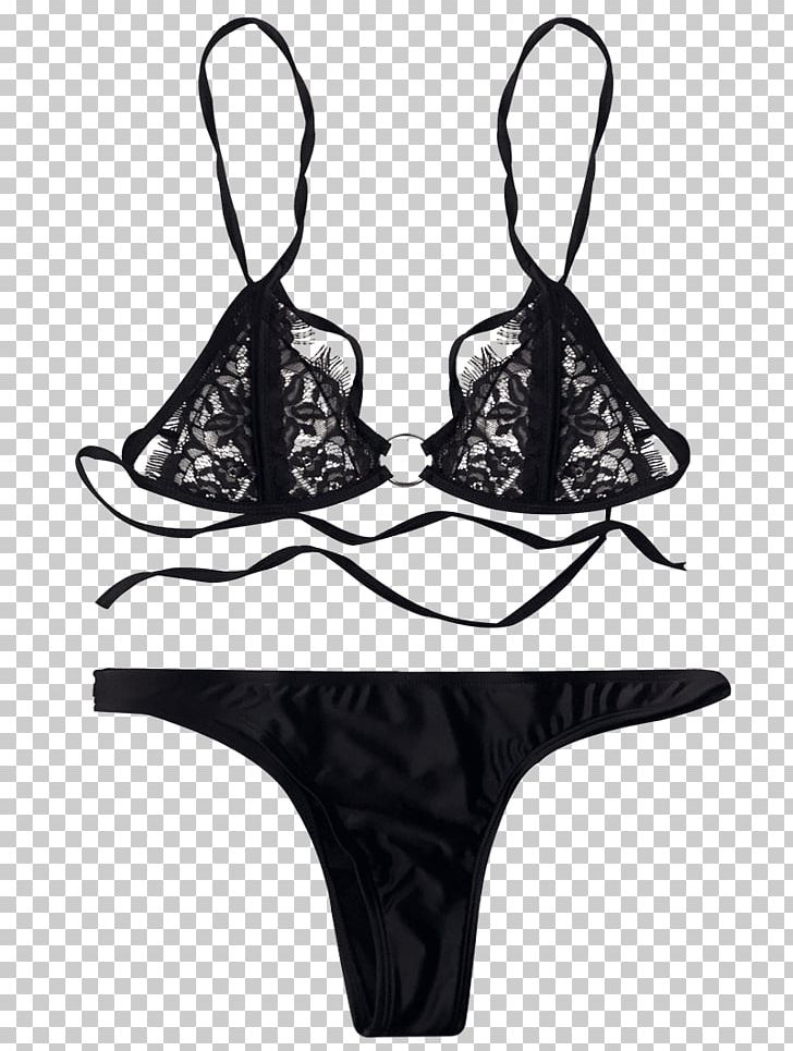 Thong Bikini Swimsuit Lace Halterneck PNG, Clipart, Bandeau, Bikini, Black, Black And White, Bra Free PNG Download