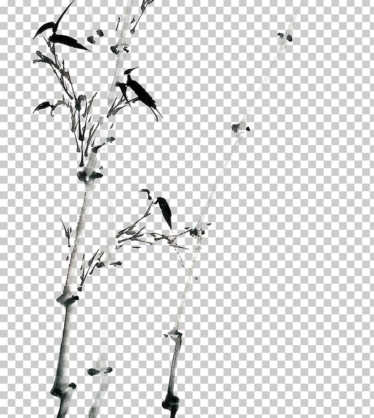 Bamboo Ink Wash Painting Chinese Painting PNG, Clipart, Bamboo, Bamboo Leaves, Bamboo Tree, Beak, Bird Free PNG Download