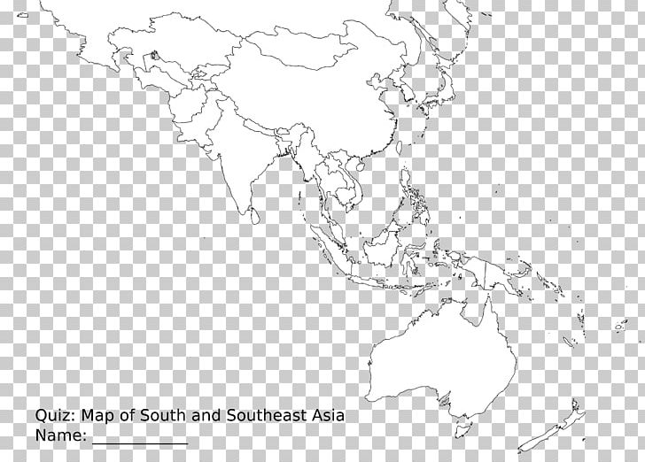 blank black and white map of asia