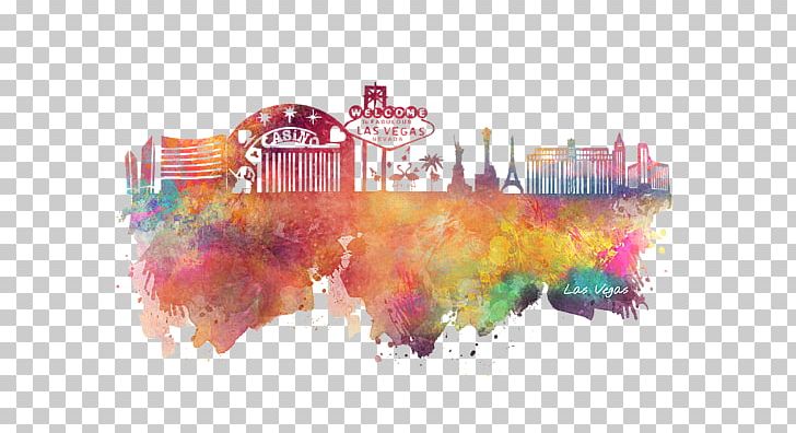 Las Vegas Skyline Art Watercolor Painting PNG, Clipart, Art, City, Cityscape, Color, Computer Wallpaper Free PNG Download