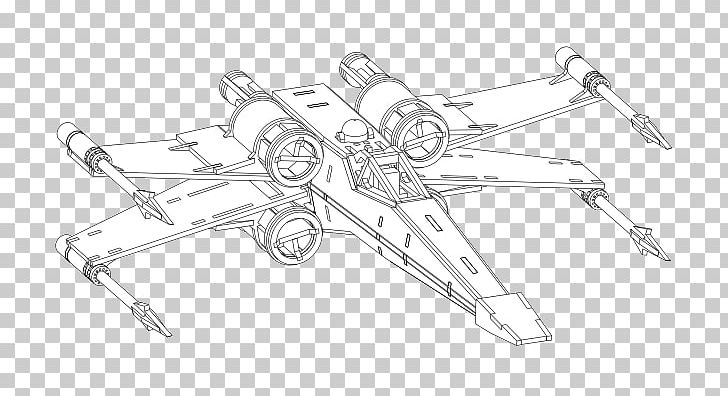 X-wing Starfighter Star Wars: X-Wing Miniatures Game Coloring Book Line Art PNG, Clipart, Angle, Automotive Exterior, Auto Part, Awing, Black And White Free PNG Download