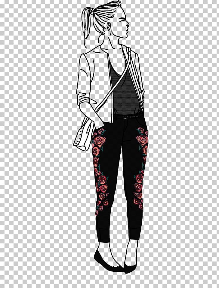 Leggings T-shirt Drawing Leather Jacket PNG, Clipart, Black, Black And White, Clothing, Drawing, Embroidery Free PNG Download