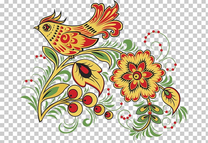 Russia Khokhloma Folk Art Drawing PNG, Clipart, Artwork, Beak, Bird, Chicken, Chrysanths Free PNG Download