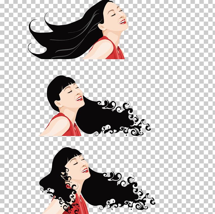 Cartoon Long Hair Illustration PNG, Clipart, Art, Beauty, Black, Black Hair, Cartoon Free PNG Download