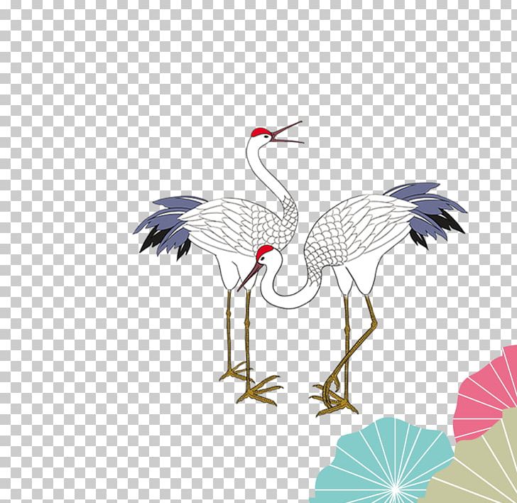 Crane Cartoon Ink Wash Painting PNG, Clipart, Animals, Art, Beak, Bird, Chinese Border Free PNG Download