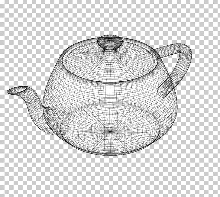 Utah Teapot Wire-frame Model 3D Computer Graphics Rendering PNG