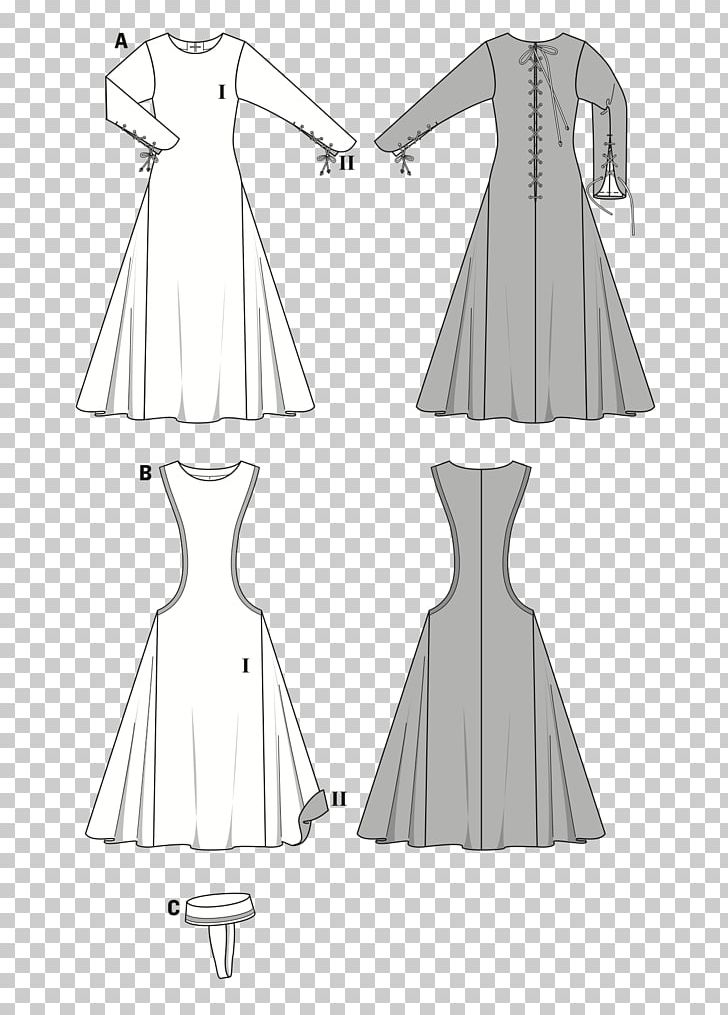 Middle Ages Surcoat Dress Costume Pattern PNG, Clipart, Abdomen, Black And White, Bliaut, Burda Style, Clothes Hanger Free PNG Download