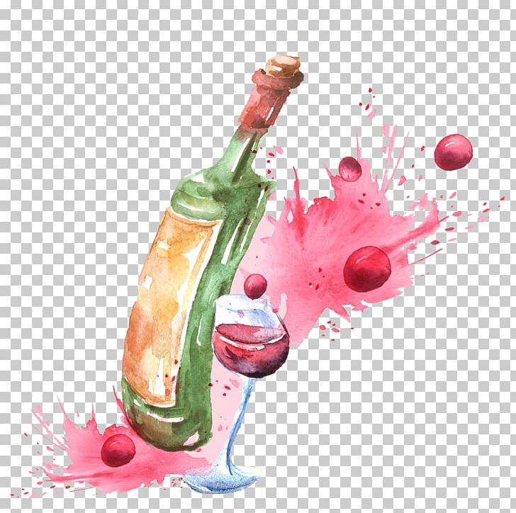 Red Wine Champagne Wine Cocktail Watercolor Painting PNG, Clipart, Bottle, Broken Glass, Cha, Champagne, Cocktail Free PNG Download