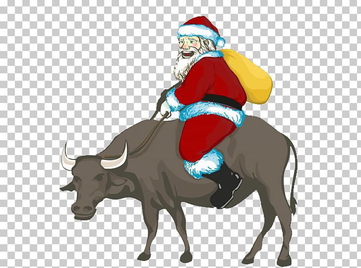 Santa Claus Ded Moroz Cattle Christmas PNG, Clipart, Bags, Bull, Cattle, Cattle Like Mammal, Christmas Free PNG Download