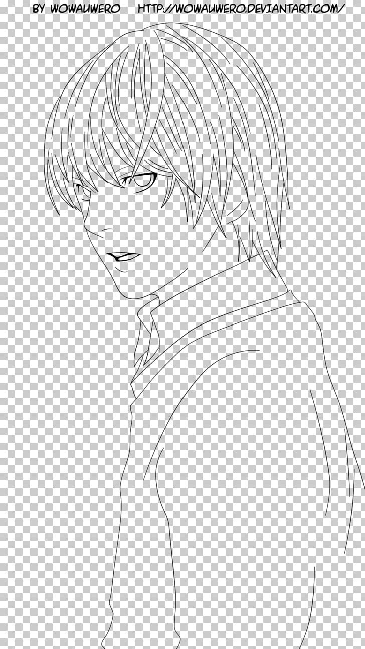 Light Yagami Coloring Book Line Art Drawing PNG, Clipart, Area, Arm, Artwork, Black, Black And White Free PNG Download