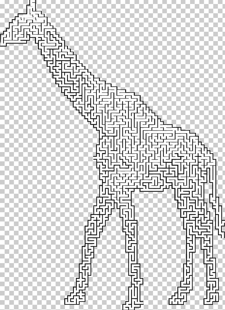 Giraffe Line Art Silhouette Maze PNG, Clipart, Angle, Animals, Area, Black And White, Drawing Free PNG Download