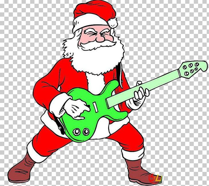 Santa Claus Guitar Christmas PNG, Clipart, Artwork, Cartoon, Christmas Decoration, Christmas Frame, Christmas Lights Free PNG Download