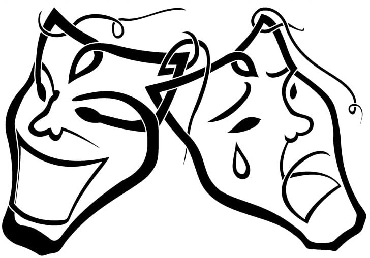 Theatre Mask Drawing Drama PNG, Clipart, Art, Artwork, Black, Black And White, Cartoon Free PNG Download