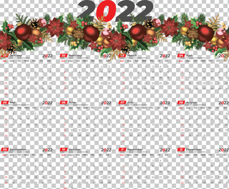 2022 Yearly Calendar Printable 2022 Yearly Calendar Template PNG, Clipart, Bauble, Christmas Day, Christmas Lights, Christmas Tree, Christmas Tree Light Free PNG Download