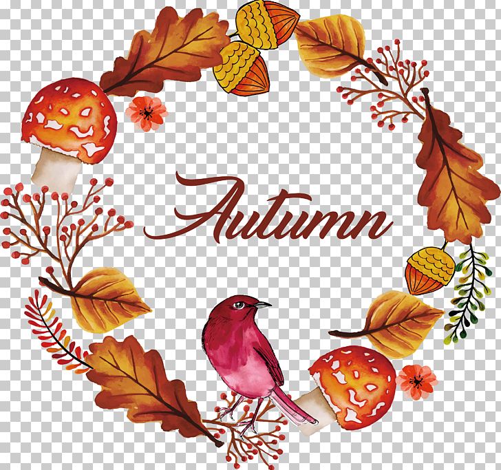 Autumn Watercolor Flower And Bird PNG, Clipart, Atmosphere, Branch, Clip Art, Design, Download Free PNG Download