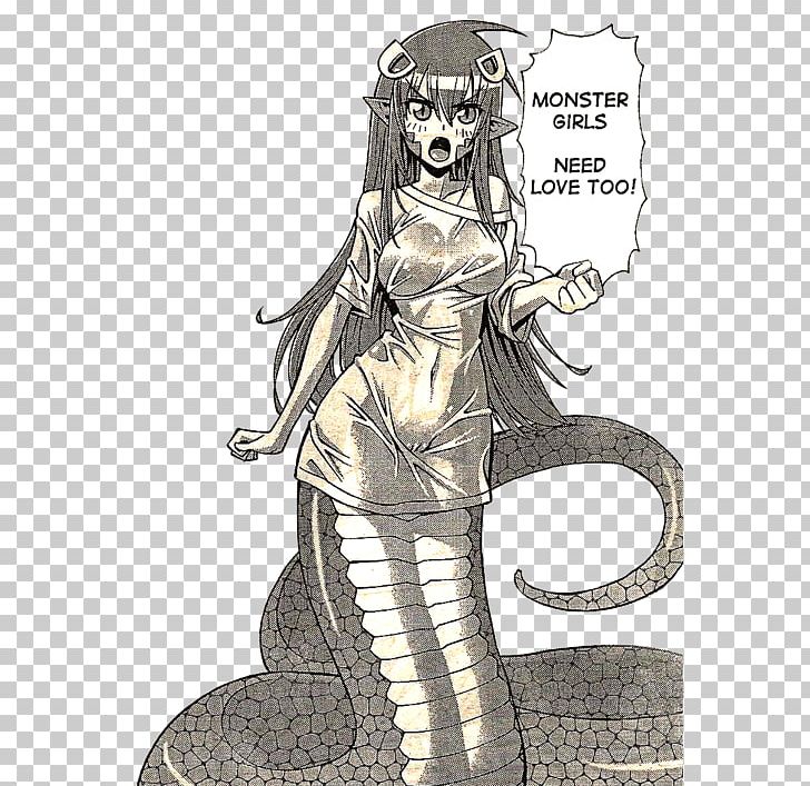 Monster Musume Lamia Love Infatuation PNG, Clipart, Anime, Black And White,  Costume Design, Drawing, Female Free