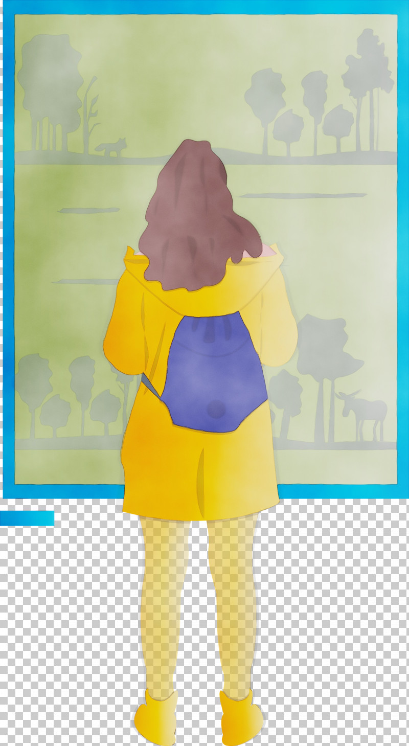 Yellow Standing PNG, Clipart, Girl, Paint, Standing, Watercolor, Wet Ink Free PNG Download