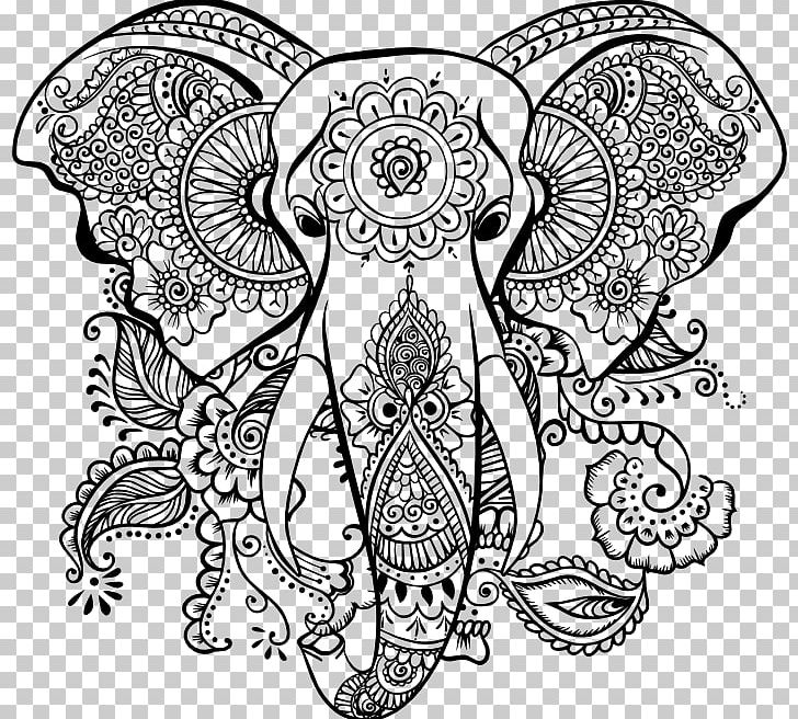 Mandala Coloring Book Elephantidae AutoCAD DXF PNG, Clipart, Area, Art, Artwork, Autocad Dxf, Black And White Free PNG Download