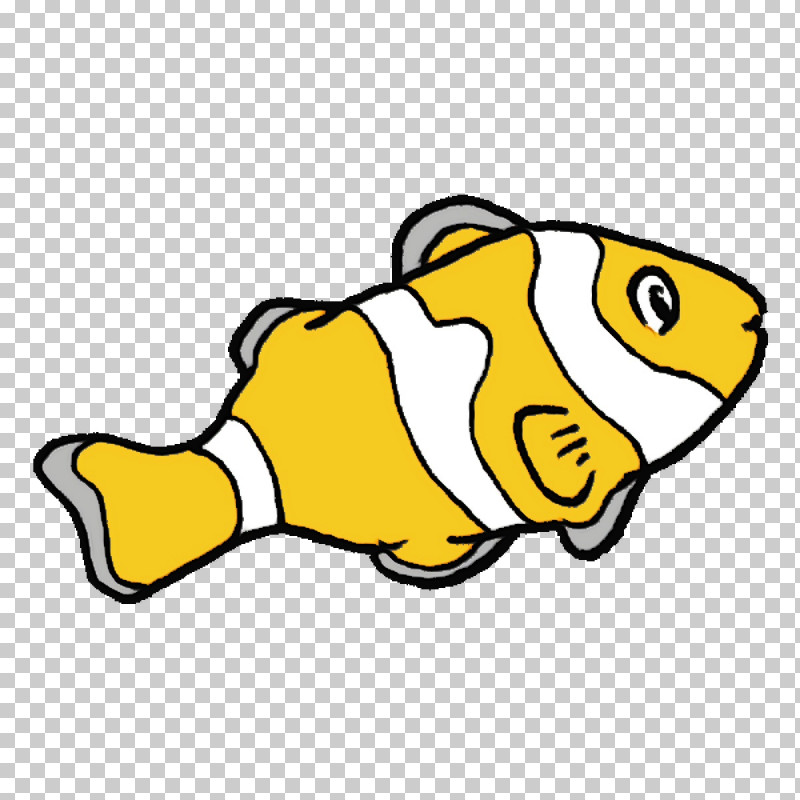 Cartoon Yellow Fish Line Area PNG, Clipart, Area, Biology, Cartoon, Fish, Line Free PNG Download
