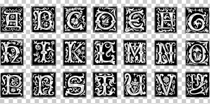 Decorative Letters Alphabet Illuminated Manuscript PNG, Clipart, Alphabet, Black And White, Brand, Decorative, Decorative Arts Free PNG Download