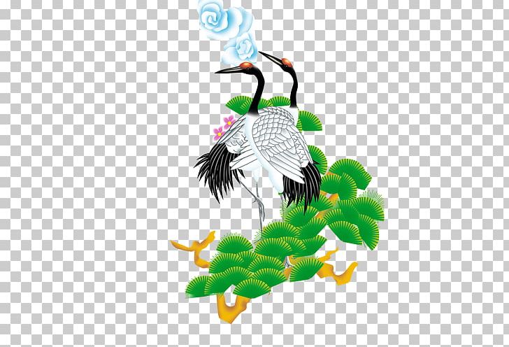 Longevity Peach Crane Ink Wash Painting PNG, Clipart, Art, Background White, Beak, Bird, Black White Free PNG Download