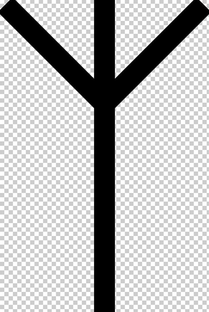 Algiz Runes Elder Futhark Symbol Fehu PNG, Clipart, Algiz, Angle, Ansuz, Black And White, Cross Free PNG Download