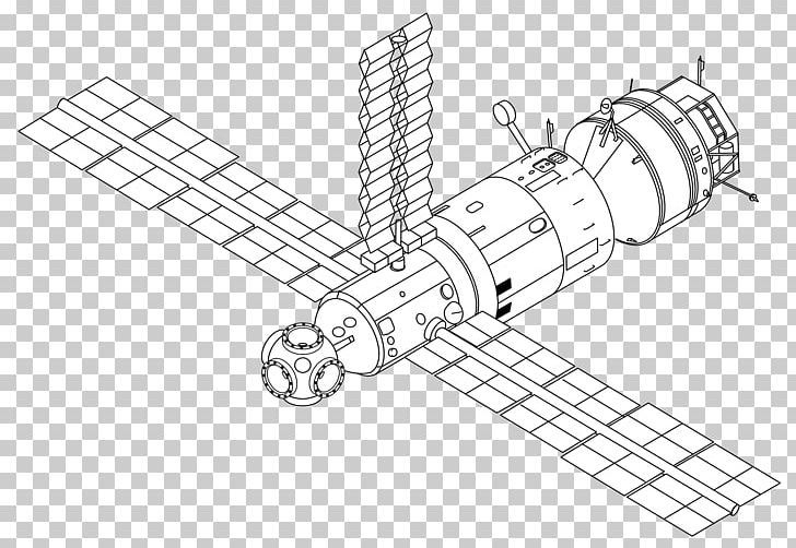 Mir Core Module Space Station Kvant-2 Soyuz PNG, Clipart, Almaz, Angle, Artwork, Black And White, Drawing Free PNG Download