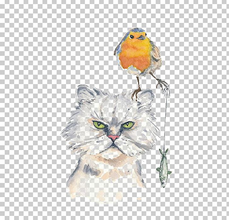 Cat Kitten Hello Kitty Watercolor Painting Drawing PNG, Clipart, Animals, Bird, Bird Of Prey, Carnivoran, Cat Like Mammal Free PNG Download