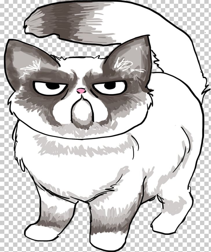 Grumpy Cat Line Art Drawing PNG, Clipart, Animals, Art, Carnivoran, Cartoon, Cat Like Mammal Free PNG Download