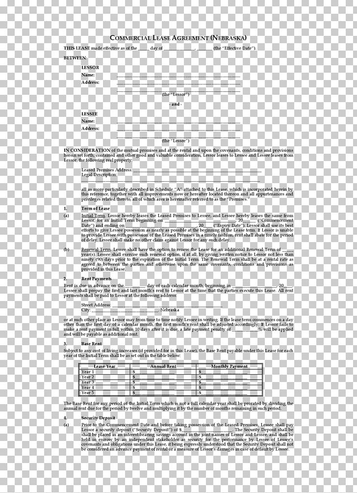 Document Net Lease Contract Rental Agreement PNG, Clipart, Angle, Area, Black And White, Commercial Property, Contract Free PNG Download