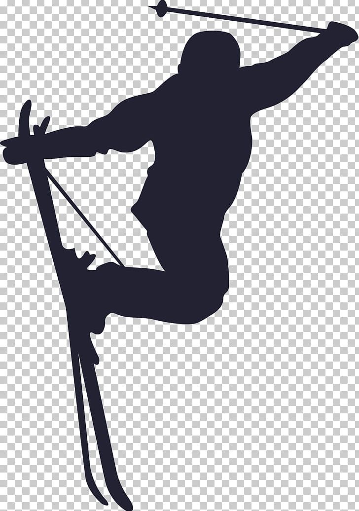Silhouette Skiing Ski Jumping Sport PNG, Clipart, Arm, Black And White, Downhill, Hand, Joint Free PNG Download