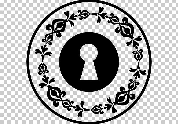 Floral Design Keyhole Lock PNG, Clipart, Area, Art, Black And White, Circle, Computer Icons Free PNG Download