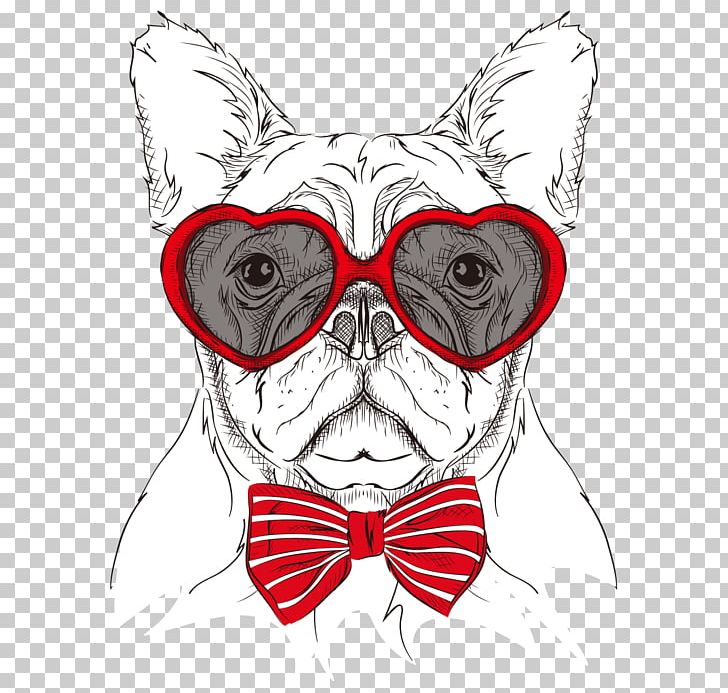 Cartoon Dog's Head Painted Glasses Bow Tie PNG, Clipart, Animal, Broken Glass, Bulldog, Carnivoran, Cartoon Animals Free PNG Download