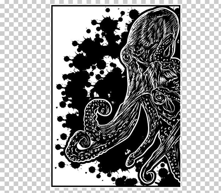 Paisley Vertebrate Graphic Design Monochrome Octopus PNG, Clipart, Art, Black, Black And White, Black M, Drawing Free PNG Download