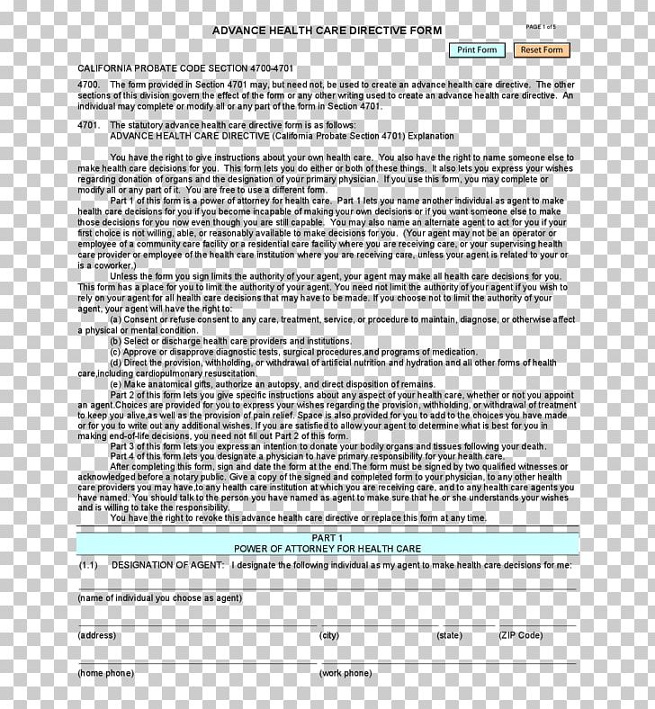 Advance Healthcare Directive Health Care Power Of Attorney Form PNG, Clipart, Advance Care Planning, Advance Healthcare Directive, Area, Document, Emergency Medical Services Free PNG Download