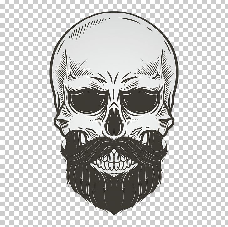 Skull Beard Drawing Illustration PNG, Clipart, Abstract, Black, Black And White Line Art, Bone, Cranial Free PNG Download