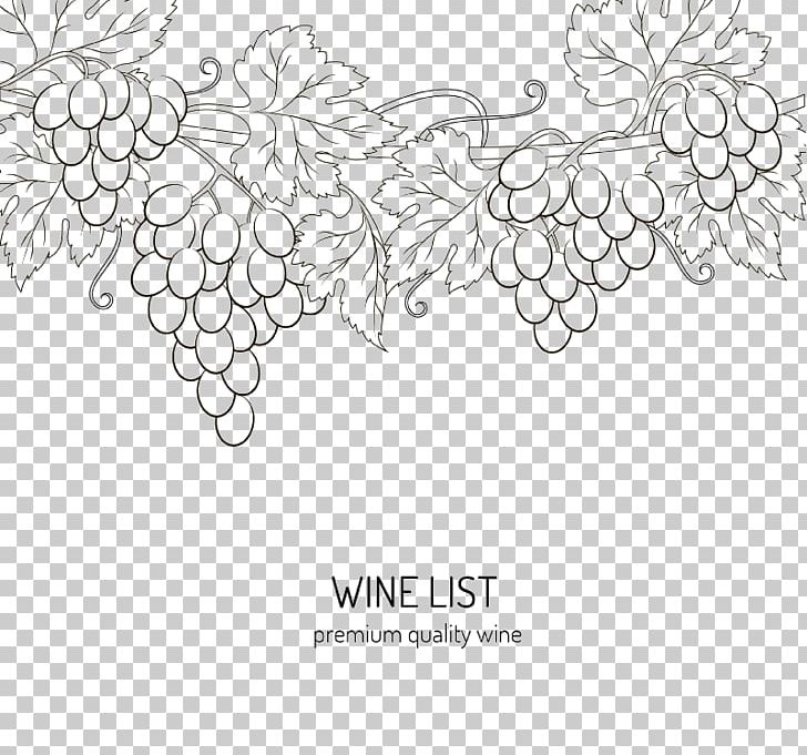 Wine Drawing Grape PNG, Clipart, Black And White, Border, Circle, Decoration, Euc Free PNG Download