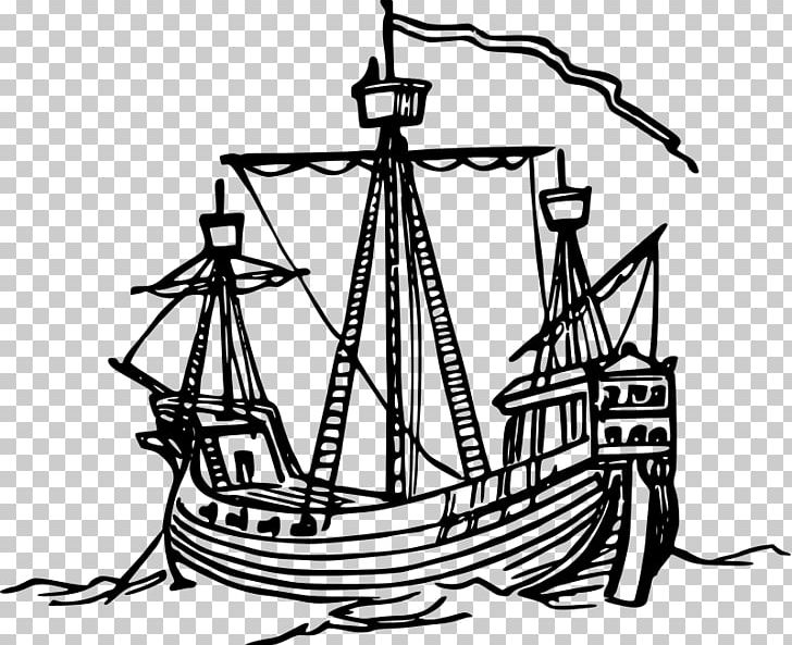 15th Century Sailing Ship PNG, Clipart, 15th Century, Artwork, Barque, Black And White, Boat Free PNG Download