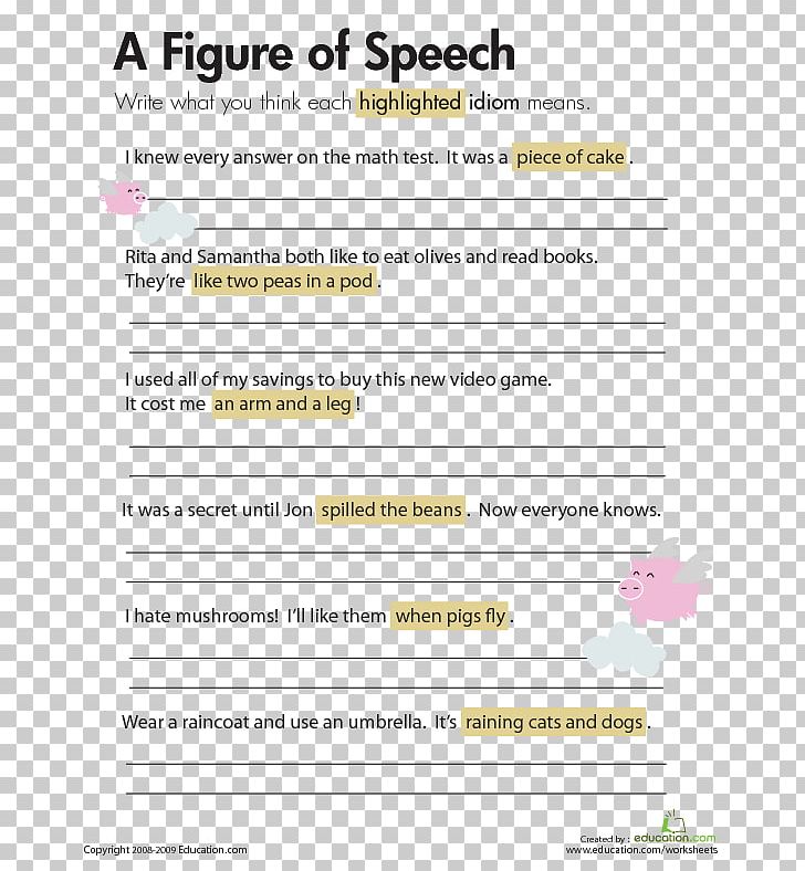 Idiom Literal And Figurative Language Worksheet Figure Of Speech Metaphor PNG, Clipart, Area, Context, Document, Education Science, Figure Of Speech Free PNG Download