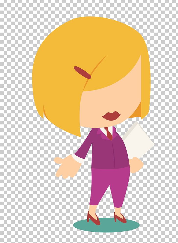 Woman Female Yellow Cartoon Illustration PNG, Clipart, Angle, Arm, Boy, Business Trip, Business Woman Free PNG Download